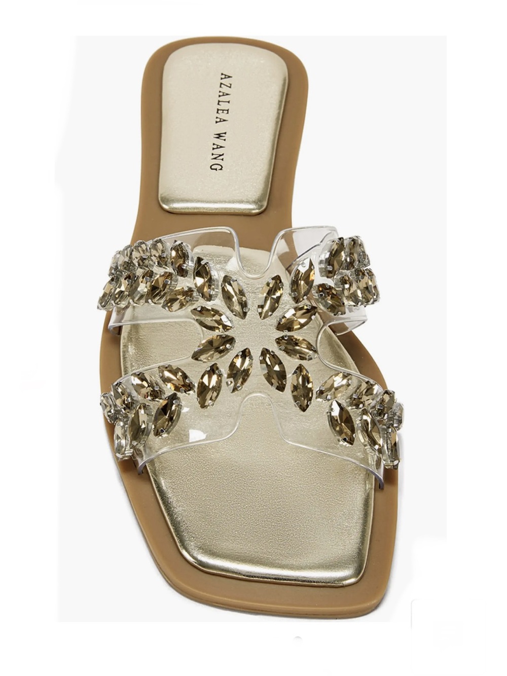 NWT Azalea Wang Gold Gem Falken Slide Sandal, 6.5
